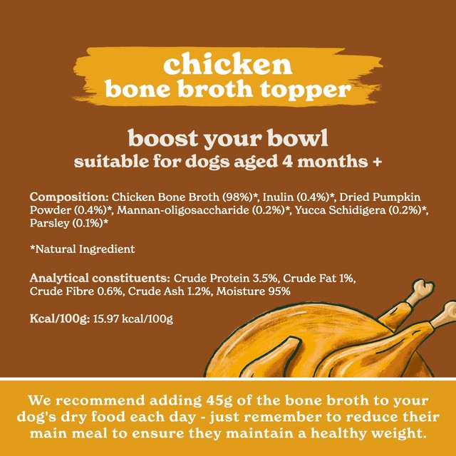 Forthglade chicken bone broth topper for dogs, UK brand