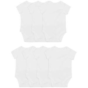 M&S Baby Cotton Short Sleeve Bodysuits White 0-3 Months