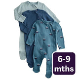 M&S M&S Boys Pure Cotton Car Print Baby Sleepsuits 6-9 M Navy Mix- Buy online at McGrocer