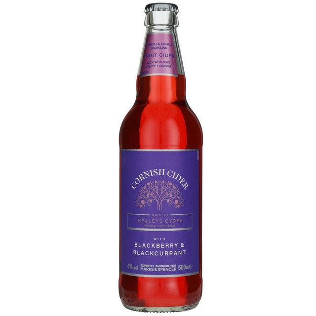 M&S blackberry and blackcurrant cider 500ml, imported from the UK