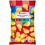 Ocado variety potato crisps multipack 6 pack, imported from the UK
