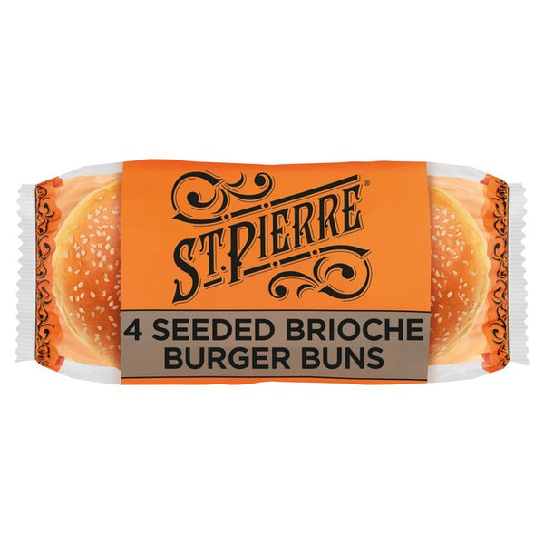 St Pierre Sliced Seeded Brioche Burger Buns 4 Pack