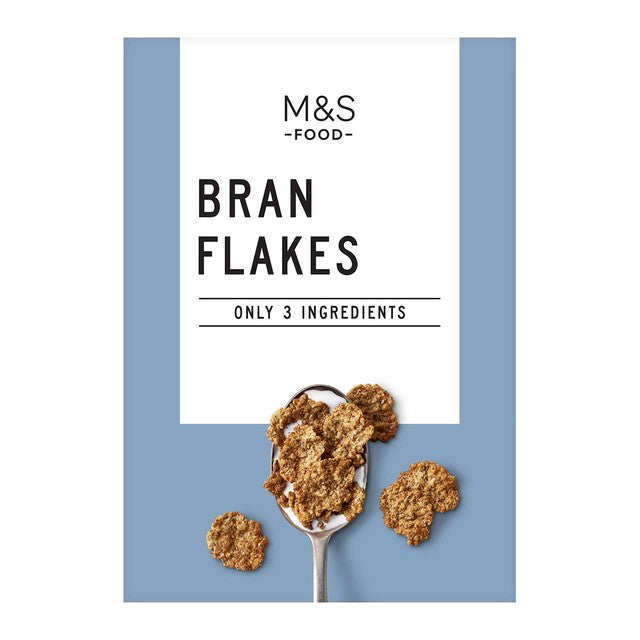 M&S Only 3 Ingredients Bran Flakes box, imported from the UK