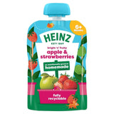 Tesco Heinz Apple & Strawberry Baby Food Fruit Puree Pouch 6+ Months 100g- Buy online at McGrocer