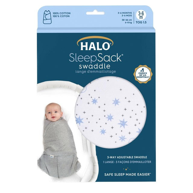 Halo SleepSack Midnight Moons Blue baby swaddle 3-6 mths, UK version