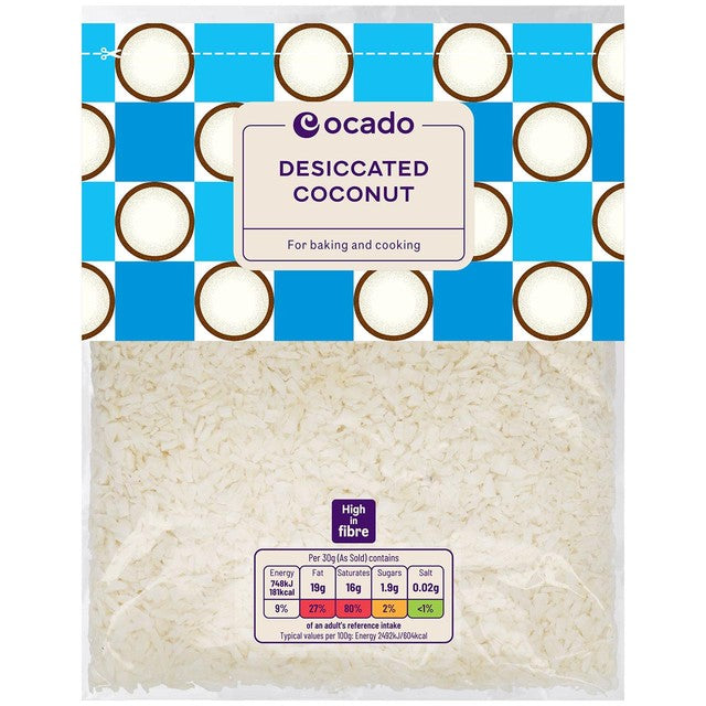 Ocado desiccated coconut 200g, imported from the UK