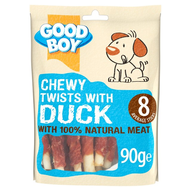 Good Boy chewy twists with duck dog treats 90g, UK version