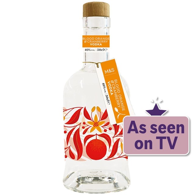 M&S blood orange cranberry vodka 50cl, imported from the UK