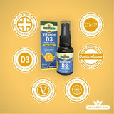 Natures Aid Vitamin D3 Oral Spray Orange Flavour 30ml, imported from the UK