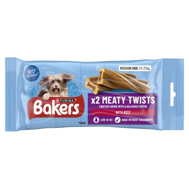 Bakers Meaty Twists Medium Beef dog chews 180g - British product