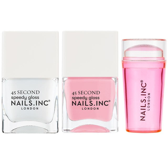 Nails Inc French Mani Hack Duo Nail Polish sheer pink and bold white shades 28ml, imported from the UK