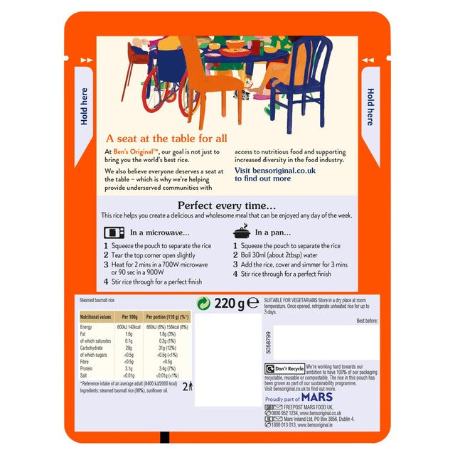 Ben's Original basmati microwave rice 220g - British product