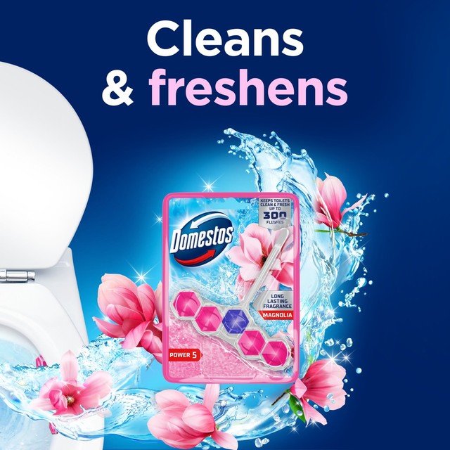 Domestos Power 5 Pink Toilet Rim Block - British product