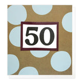 Caroline Gardner Blue & Green Spot 50th birthday card - British product