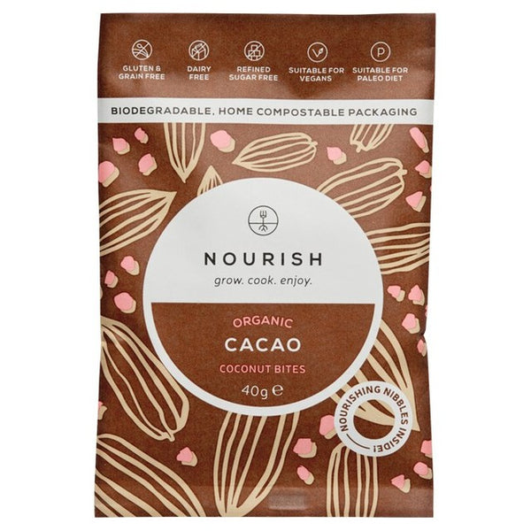Nourish Organic Cacao Coconut Bites Snack Bites 40g