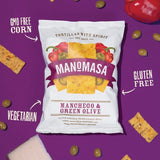 Manomasa Manchego and green olive tortilla chips 140g (British brand)