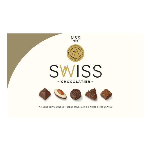 M&S Swiss chocolate assortment pralines 145g, imported from the UK