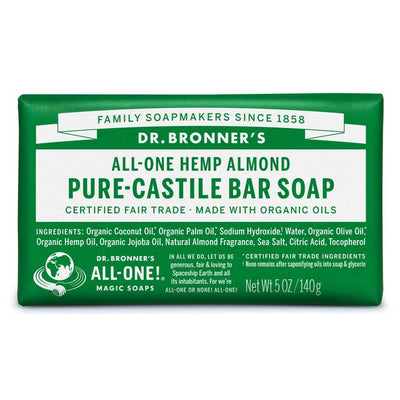 Dr Bronner Almond Organic Multi-Purpose Soap Bar 140g