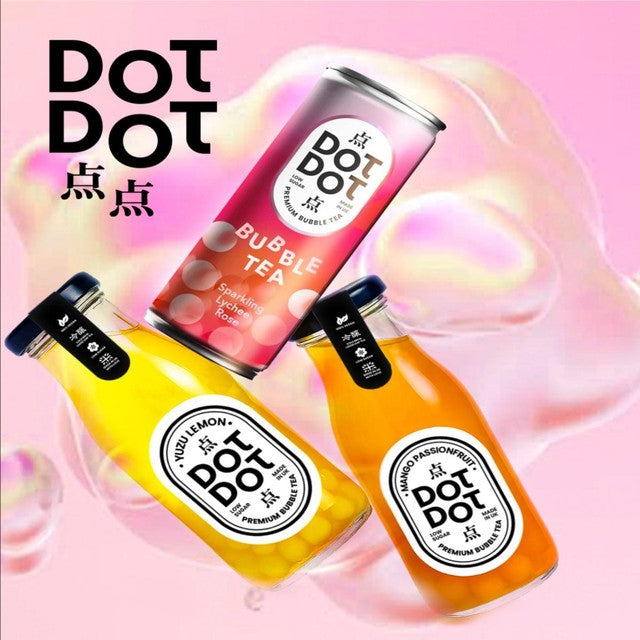 Dot Dot Sparkling Lychee Rose Bubble Tea 250ml - British product