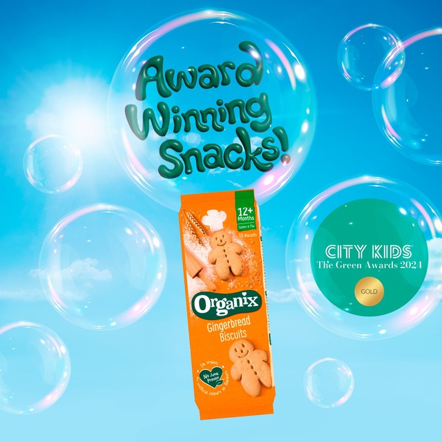 Organix gingerbread men biscuits toddler snacks 135g, imported from the UK