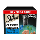 M&S Sheba Classics Wet Cat Food Trays Ocean Selection in Terrine 32 x 85g- Buy online at McGrocer