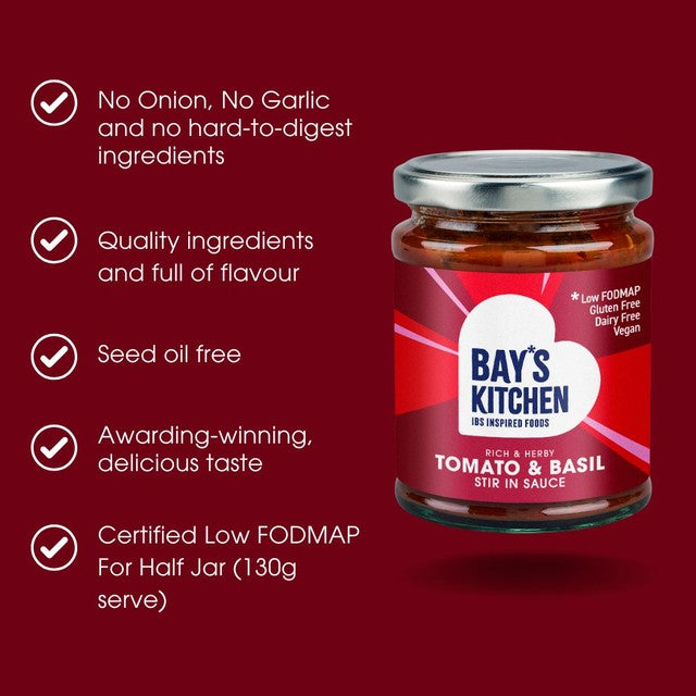 Bay's Kitchen tomato & basil low fodmap stir-in sauce 260g - British product