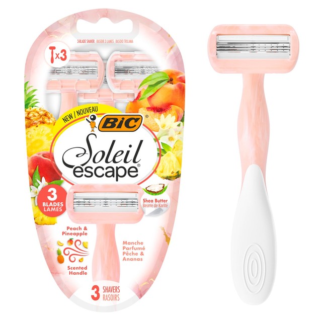 BIC Soleil Escape disposable razor 3 blades peach (British brand)