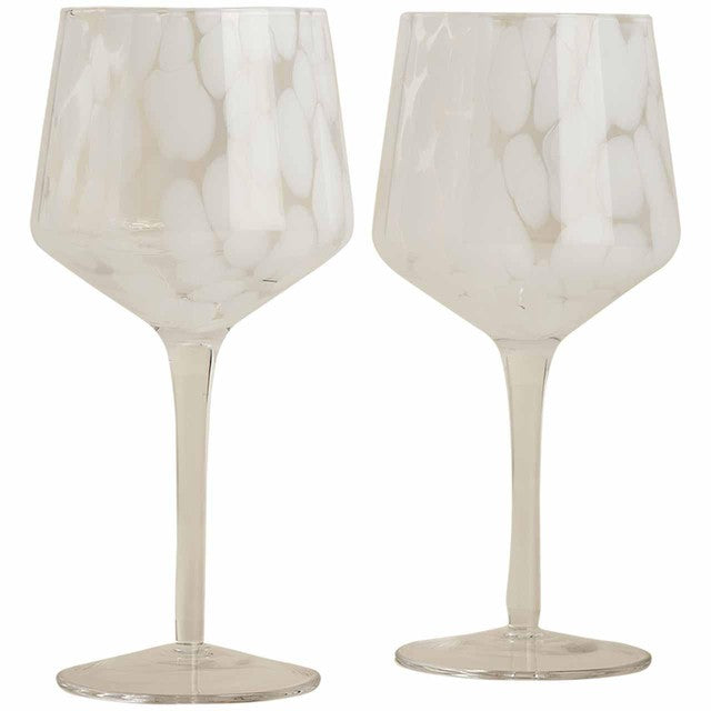 M&S Speckled Wine Glasses White Pack of 2 (British brand)