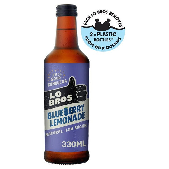 Lo Bros kombucha blueberry lemonade 330ml, UK version