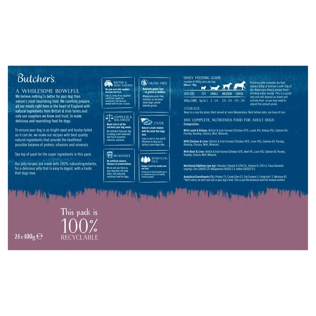 Butcher's jelly dog food variety pack 400g - British product