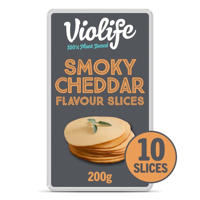 VIOLIFE smoky cheddar flavour vegan cheese slices 200g (British brand)