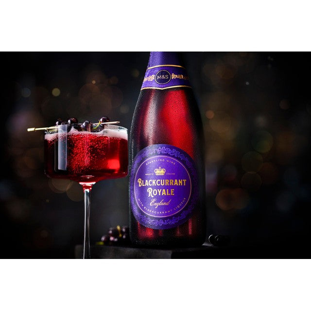 M&S Blackcurrant Royale sparkling wine bottle 75cl, imported from the UK