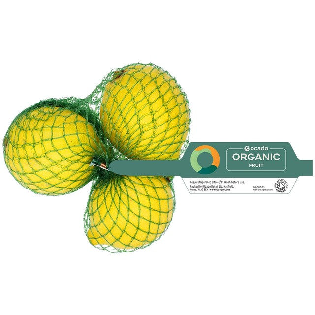 Ocado organic unwaxed lemons 3 per pack, imported from the UK