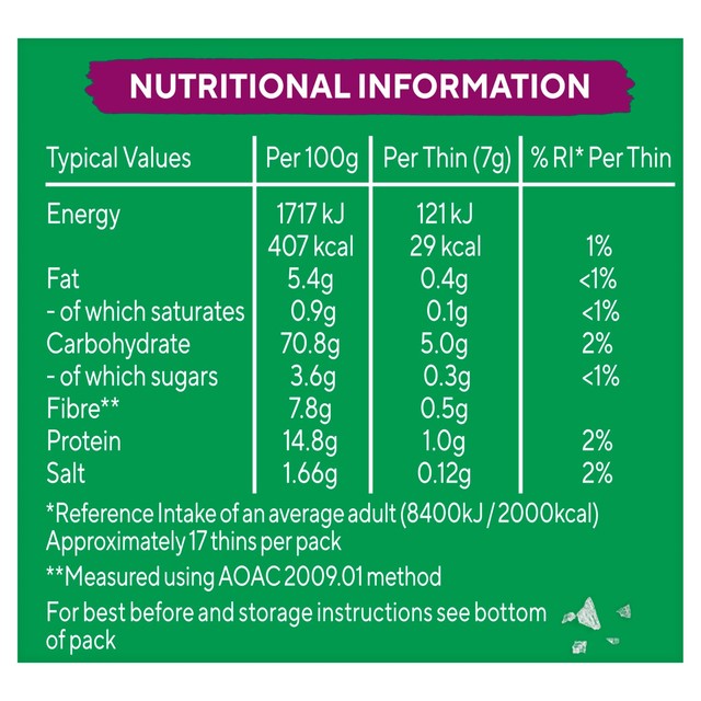 Ryvita rosemary and sea salt flatbread crackers 125g, imported from the UK