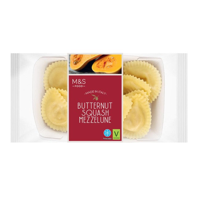 M&S butternut squash mezzelune filled pasta 250g, imported from the UK