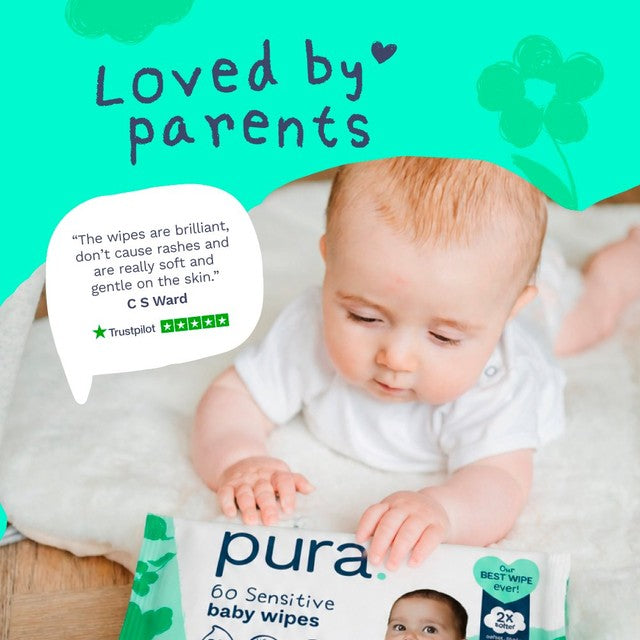 Pura plastic free baby wipes, imported from the UK