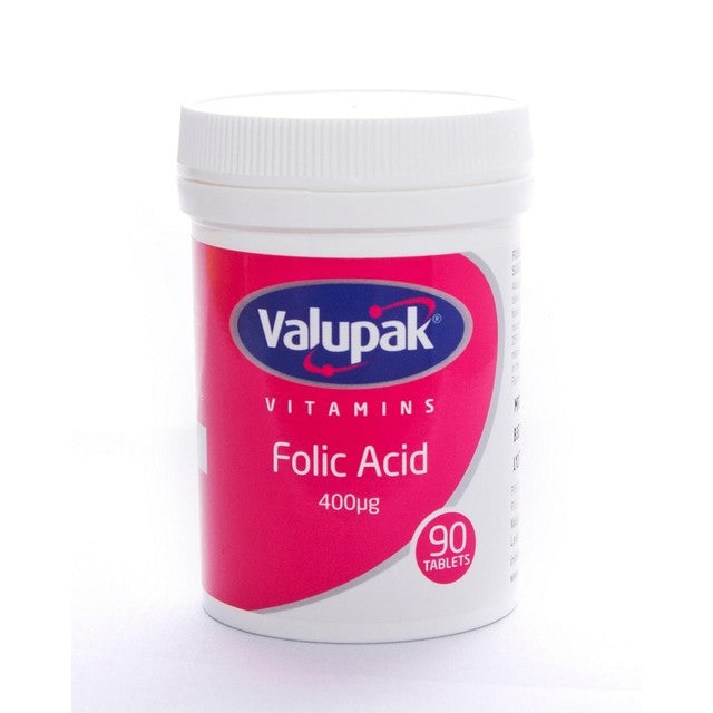 Valupak Folic Acid Tablets 400ug 90 tablets (British brand)