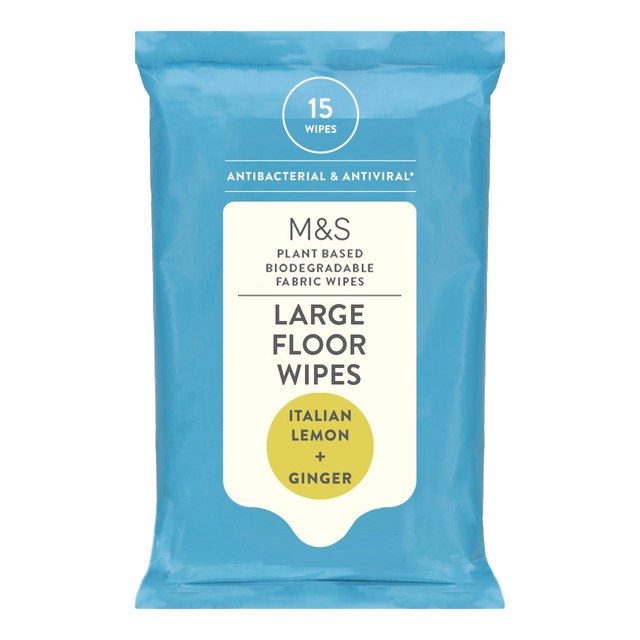M&S Italian Lemon and Ginger Floor Wipes Pack of 15, imported from the UK