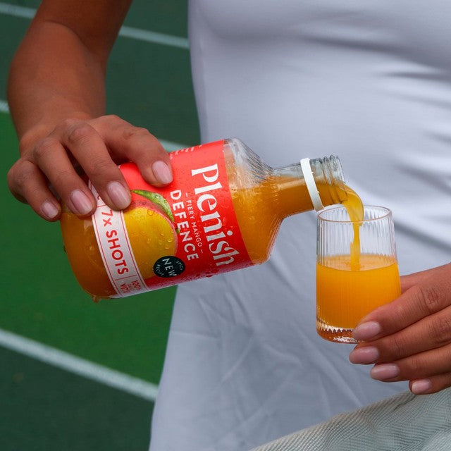 PLENISH Fiery Mango juice shots 420ml, imported from the UK