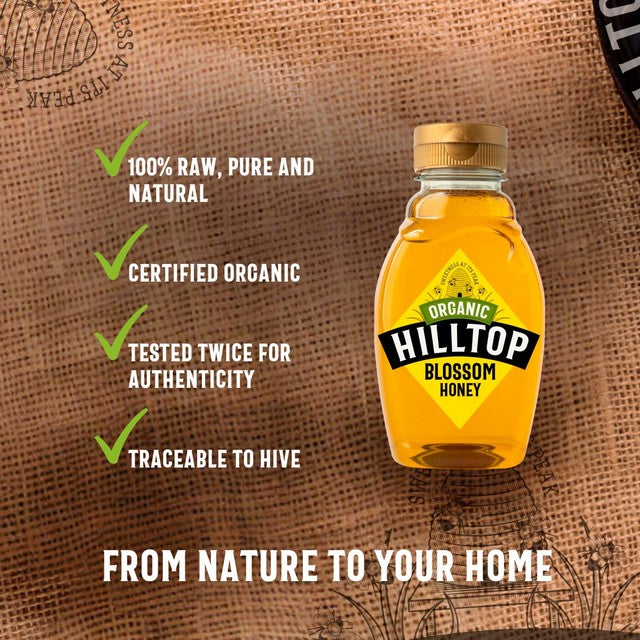 Hilltop Honey organic blossom honey 340g, UK version