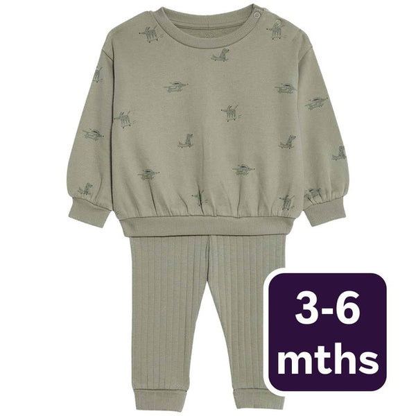 M&S Khaki Leggings Outfit Baby Outfit 3-6 Months