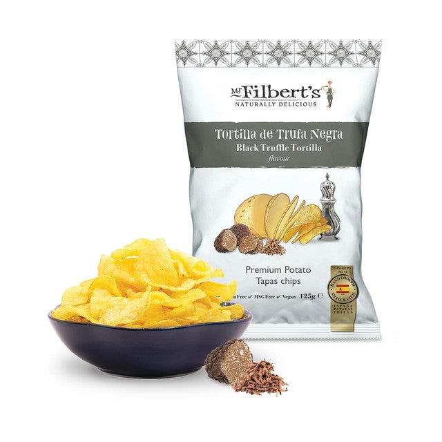 Mr Filbert's premium black truffle crisps, UK version