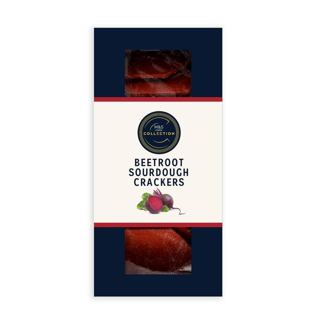 M&S beetroot sourdough crackers 130g, imported from the UK