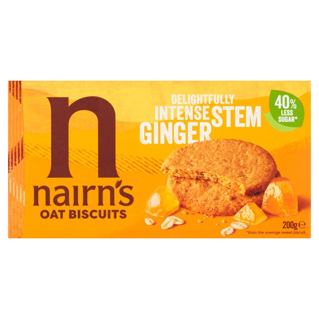 Nairn's Stem Ginger Oat Biscuits 200g, imported from the UK