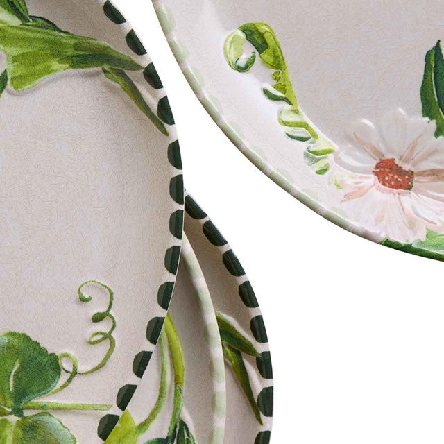 M&S floral melamine dinner plate set green 28cm, imported from the UK