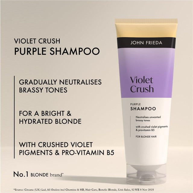 John Frieda Violet Crush purple shampoo, imported from the UK