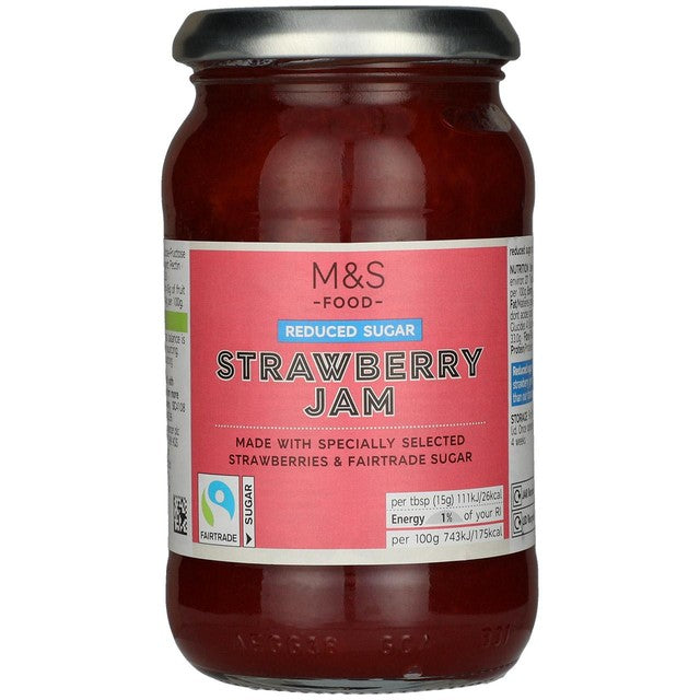 M&S reduced sugar strawberry jam 415g, imported from the UK