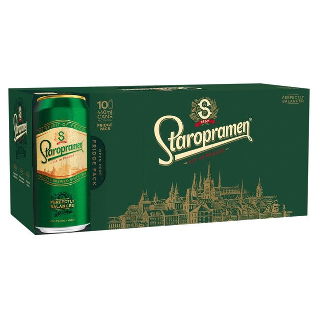 Staropramen Pilsner Lager beer 10 x 440ml cans (British brand)