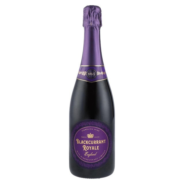 M&S Blackcurrant Royale sparkling wine bottle 75cl, imported from the UK