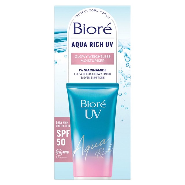 Biore UV Aqua Rich Glowy Weightless Moisturiser SPF 50 50ml (British brand)